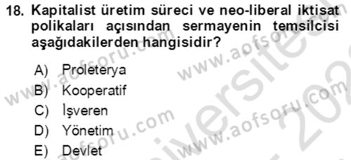 Endüstri İlişkileri Dersi 2022 - 2023 Yılı (Vize) Ara Sınav Soruları 18. Soru