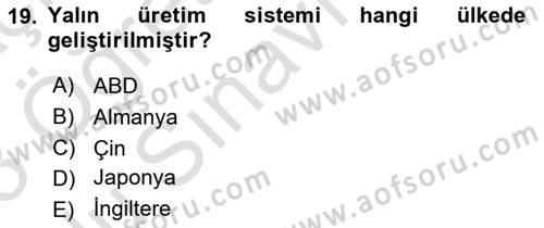 Endüstri İlişkileri Dersi 2022 - 2023 Yılı Yaz Okulu Sınavı 19. Soru