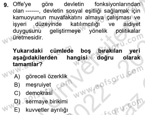 Endüstri İlişkileri Dersi 2022 - 2023 Yılı Yaz Okulu Sınav Soruları 9. Soru