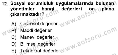 Endüstri İlişkileri Dersi Ara Sınavı Deneme Sınav Soruları 12. Soru