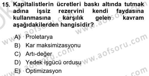Endüstri İlişkileri Dersi 2023 - 2024 Yılı Yaz Okulu Sınav Soruları 15. Soru