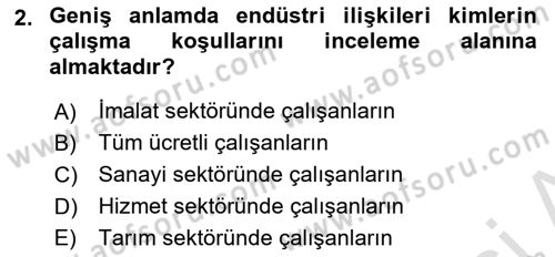 Endüstri İlişkileri Dersi 2023 - 2024 Yılı Yaz Okulu Sınav Soruları 2. Soru