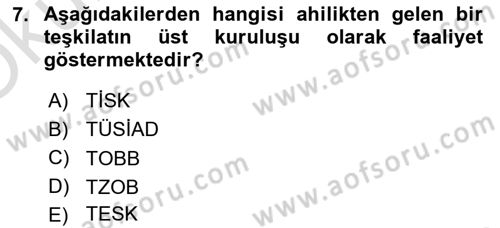 Endüstri İlişkileri Dersi 2023 - 2024 Yılı Yaz Okulu Sınav Soruları 7. Soru