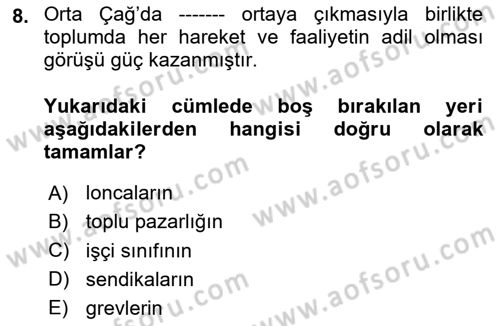 Endüstri İlişkileri Dersi 2023 - 2024 Yılı Yaz Okulu Sınav Soruları 8. Soru