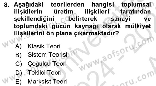 Endüstri İlişkileri Dersi 2024 - 2025 Yılı (Vize) Ara Sınav Soruları 8. Soru