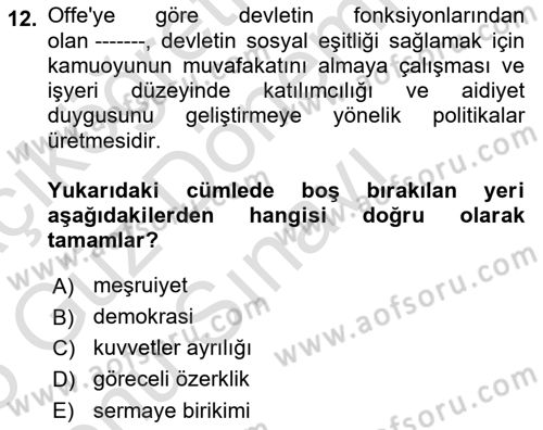 Endüstri İlişkileri Dersi 2024 - 2025 Yılı (Final) Dönem Sonu Sınav Soruları 12. Soru
