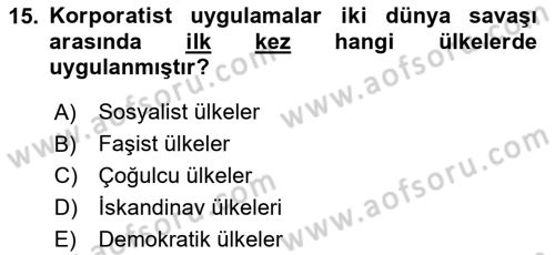 Endüstri İlişkileri Dersi 2024 - 2025 Yılı (Final) Dönem Sonu Sınav Soruları 15. Soru