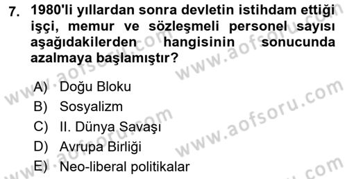 Endüstri İlişkileri Dersi 2024 - 2025 Yılı (Final) Dönem Sonu Sınav Soruları 7. Soru