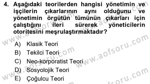 Endüstri İlişkileri Dersi 2024 - 2025 Yılı Yaz Okulu Sınav Soruları 4. Soru
