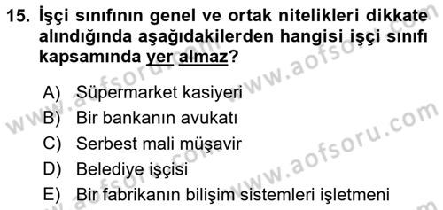 Endüstri İlişkileri Dersi 2025 - 2026 Yılı (Vize) Ara Sınav Soruları 15. Soru