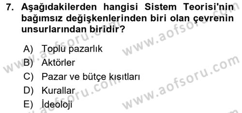 Endüstri İlişkileri Dersi 2025 - 2026 Yılı (Vize) Ara Sınav Soruları 7. Soru