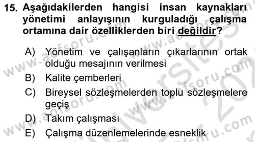 Endüstri İlişkileri Dersi 2025 - 2026 Yılı (Final) Dönem Sonu Sınav Soruları 15. Soru