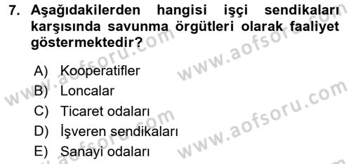 Endüstri İlişkileri Dersi 2025 - 2026 Yılı (Final) Dönem Sonu Sınav Soruları 7. Soru
