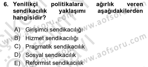 Endüstri İlişkileri Dersi 2025 - 2026 Yılı Yaz Okulu Sınav Soruları 6. Soru