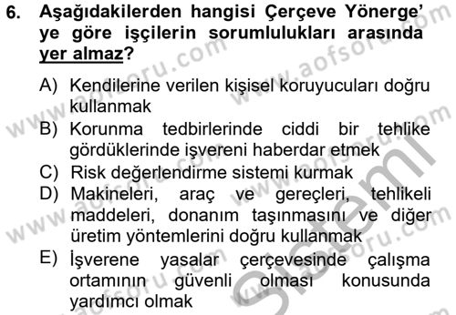 Çalışma Yaşamının Denetimi Dersi 2012 - 2013 Yılı (Vize) Ara Sınav Soruları 6. Soru