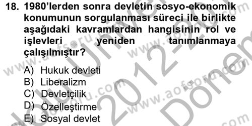 Çalışma Yaşamının Denetimi Dersi 2012 - 2013 Yılı (Final) Dönem Sonu Sınav Soruları 18. Soru