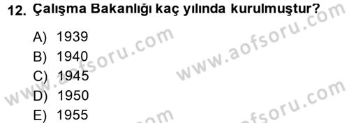 Çalışma Yaşamının Denetimi Dersi 2013 - 2014 Yılı (Vize) Ara Sınav Soruları 12. Soru
