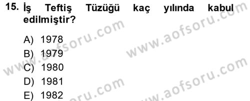 Çalışma Yaşamının Denetimi Dersi 2013 - 2014 Yılı (Vize) Ara Sınav Soruları 15. Soru