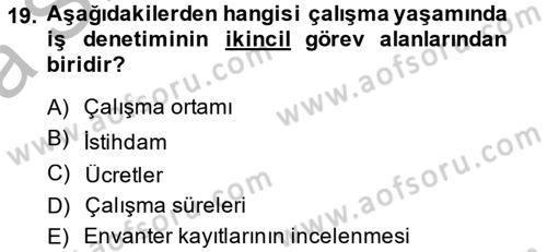 Çalışma Yaşamının Denetimi Dersi 2013 - 2014 Yılı (Vize) Ara Sınav Soruları 19. Soru