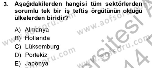 Çalışma Yaşamının Denetimi Dersi 2013 - 2014 Yılı (Vize) Ara Sınav Soruları 3. Soru