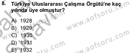 Çalışma Yaşamının Denetimi Dersi 2013 - 2014 Yılı (Vize) Ara Sınav Soruları 8. Soru