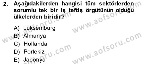 Çalışma Yaşamının Denetimi Dersi 2013 - 2014 Yılı Tek Ders Sınav Soruları 2. Soru
