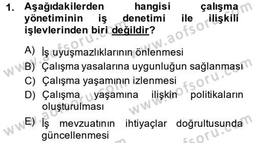 Çalışma Yaşamının Denetimi Dersi 2014 - 2015 Yılı (Vize) Ara Sınav Soruları 1. Soru