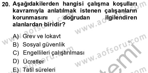 Çalışma Yaşamının Denetimi Dersi 2014 - 2015 Yılı (Vize) Ara Sınav Soruları 20. Soru