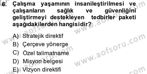 Çalışma Yaşamının Denetimi Dersi 2014 - 2015 Yılı (Vize) Ara Sınav Soruları 6. Soru