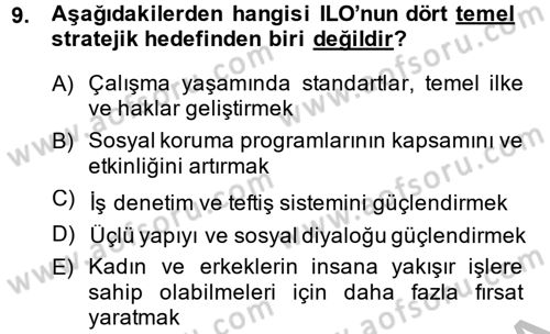 Çalışma Yaşamının Denetimi Dersi 2014 - 2015 Yılı (Vize) Ara Sınav Soruları 9. Soru