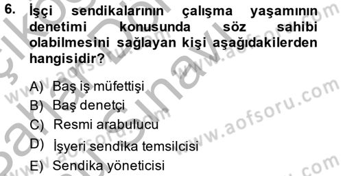 Çalışma Yaşamının Denetimi Dersi 2014 - 2015 Yılı (Final) Dönem Sonu Sınav Soruları 6. Soru
