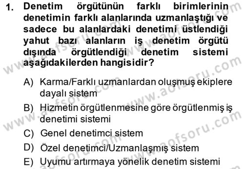 Çalışma Yaşamının Denetimi Dersi 2014 - 2015 Yılı Tek Ders Sınav Soruları 1. Soru