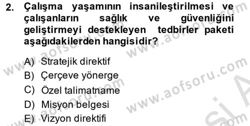 Çalışma Yaşamının Denetimi Dersi 2014 - 2015 Yılı Tek Ders Sınav Soruları 2. Soru