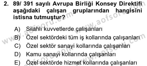 Çalışma Yaşamının Denetimi Dersi 2015 - 2016 Yılı (Final) Dönem Sonu Sınav Soruları 2. Soru