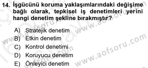 Çalışma Yaşamının Denetimi Dersi 2015 - 2016 Yılı Tek Ders Sınav Soruları 14. Soru