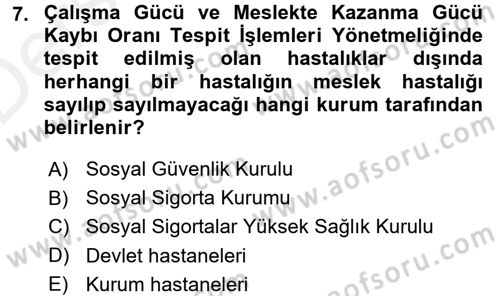 Çalışma Yaşamının Denetimi Dersi 2015 - 2016 Yılı Tek Ders Sınav Soruları 7. Soru
