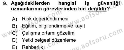 Çalışma Yaşamının Denetimi Dersi 2015 - 2016 Yılı Tek Ders Sınav Soruları 9. Soru
