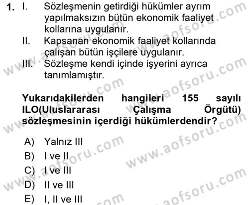 Çalışma Yaşamının Denetimi Dersi 2016 - 2017 Yılı (Vize) Ara Sınav Soruları 1. Soru