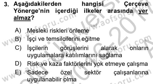 Çalışma Yaşamının Denetimi Dersi 2016 - 2017 Yılı (Vize) Ara Sınav Soruları 3. Soru