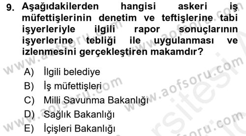 Çalışma Yaşamının Denetimi Dersi 2017 - 2018 Yılı 3 Ders Sınav Soruları 9. Soru