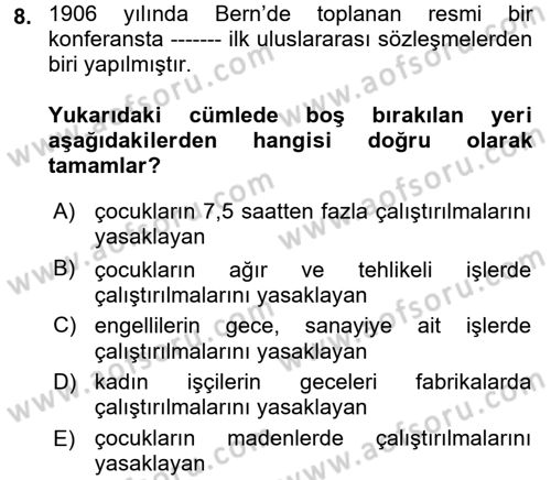 Çalışma Yaşamının Denetimi Dersi 2017 - 2018 Yılı (Vize) Ara Sınav Soruları 8. Soru