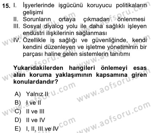 Çalışma Yaşamının Denetimi Dersi 2018 - 2019 Yılı 3 Ders Sınav Soruları 15. Soru