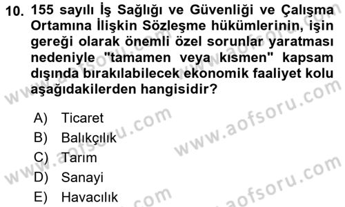 Çalışma Yaşamının Denetimi Dersi 2018 - 2019 Yılı (Vize) Ara Sınav Soruları 10. Soru
