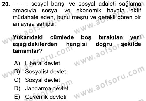 Çalışma Yaşamının Denetimi Dersi 2018 - 2019 Yılı (Vize) Ara Sınav Soruları 20. Soru
