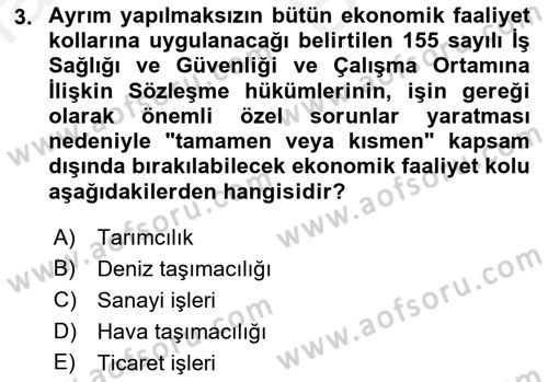 Çalışma Yaşamının Denetimi Dersi 2018 - 2019 Yılı (Vize) Ara Sınav Soruları 3. Soru