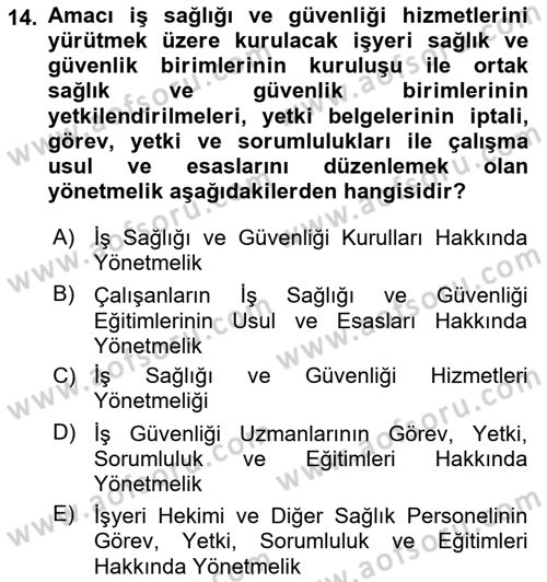Çalışma Yaşamının Denetimi Dersi 2018 - 2019 Yılı (Final) Dönem Sonu Sınav Soruları 14. Soru