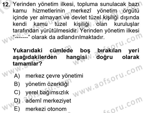 Çalışma Yaşamının Denetimi Dersi 2020 - 2021 Yılı Yaz Okulu Sınav Soruları 12. Soru