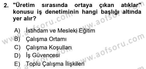 Çalışma Yaşamının Denetimi Dersi 2020 - 2021 Yılı Yaz Okulu Sınav Soruları 2. Soru