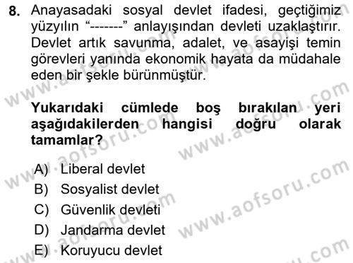 Çalışma Yaşamının Denetimi Dersi 2020 - 2021 Yılı Yaz Okulu Sınav Soruları 8. Soru