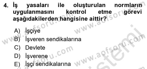 Çalışma Yaşamının Denetimi Dersi 2021 - 2022 Yılı (Vize) Ara Sınav Soruları 4. Soru